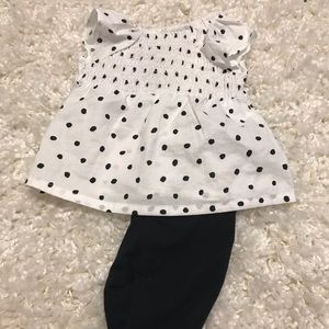 Newborn girl white and black 2 piece
